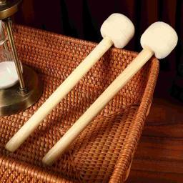 2 Pcs Lã Sentiu Baqueta Bumbo Baquetas Banda Marcial Banda Marchando Baquetas de Tambor Marretas Tambor Percussão - Image 2