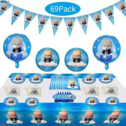 Louça descartável para festa de aniversário do bebê, talheres papel pratos e copos papel, novo - Image 2