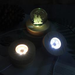 1pc base da lâmpada de madeira led suporte luz usb com interruptor bola cristal base exibição decoração casa controle remoto suporte luz - Image 6