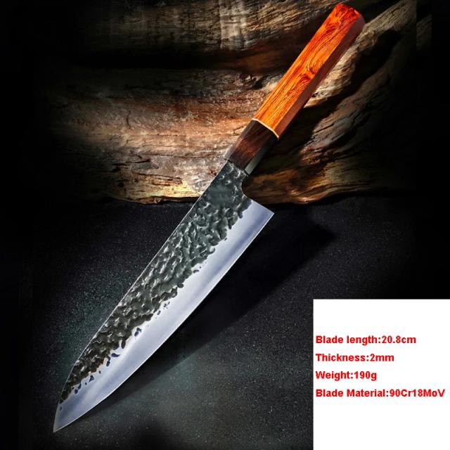 Facas de Chef Forjadas em Aço Japonês: Kiritsuke, Santoku e Cleaver para Sushi e Salmão 90Cr18MoV
