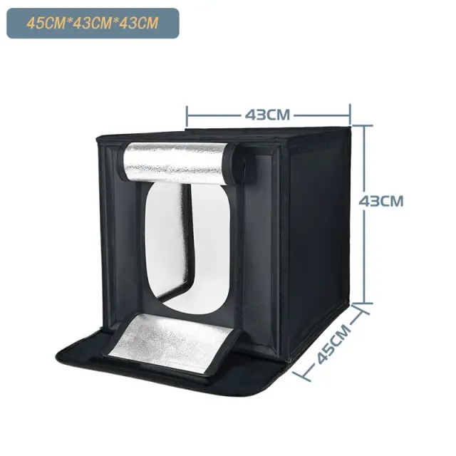 Anel Fotográfico Dobrável Portátil com Caixa de Luz LED e 5 Placas de Fundo para Estúdio de Fotografia