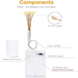 25 à prova dwaterproof água quente branco fogo de artifício led luzes da corda aa bateria fio de cobre festa de casamento natal guirlanda luz de fadas lâmpada - Image 6