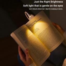 Recarregável Gooseneck Clip On Book Light, Eye Care Luz de Leitura para Livros na Cama, Flexível Lanterna de Bolso Cob - Image 6