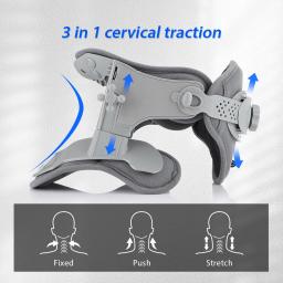 Suporte de pescoço para órtese Colar cervical ajustável Corretor de postura fixável Alinhamento da coluna vertebral de tração, cinta de alongamento - Image 6