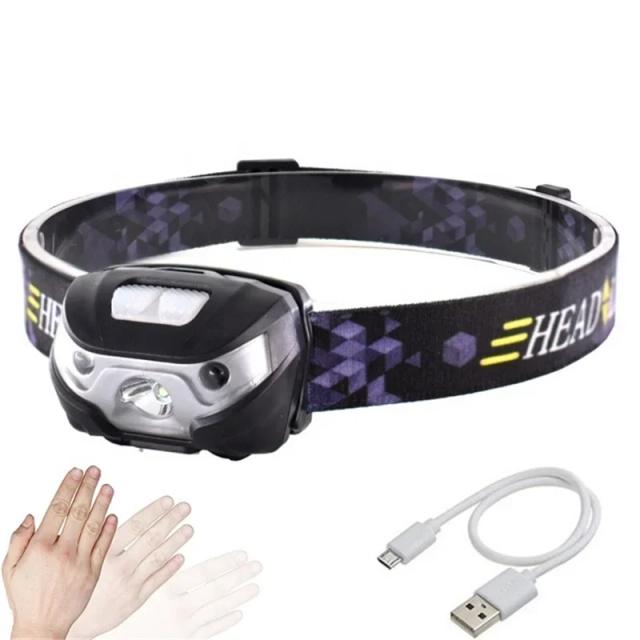 Usb mini led recarregável farol corpo sensor de movimento farol à prova dwaterproof água acampamento lanterna portátil cabeça luz tocha lâmpada