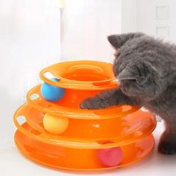 Interactive Tower Cat Toy Turntable Roller Balls Brinquedos para gatos Gatinho Teaser Puzzle Track Toy Animais de estimação Training Supplies Acessórios - Image 1