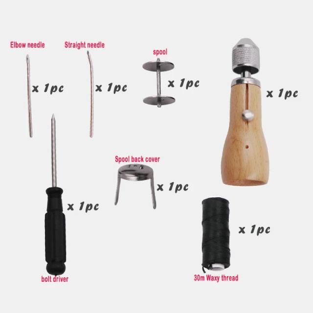 Kit DIY de Costura em Couro: Máquina Manual Awl Rápida e Ferramentas de Reparação para Artesanato e Sapateiro