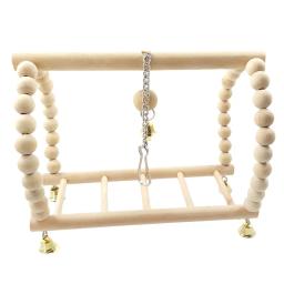 Papagaios brinquedos pássaro balanço exercício escalada playstand pendurado escada ponte de madeira animal de estimação papagaio arara rede pássaro brinquedo com sinos - Image 3