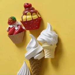 Simulação Ice Cream Frigorífico Adesivos, Fruit Flavor Cone, Decoração Foto de Parede, Resina, Brinquedos Infantis, Presente - Image 6
