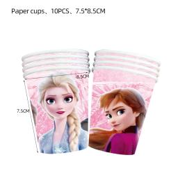 Disney-Artigos para festas temáticas congeladas, talheres descartáveis, copos de papel, guardanapos, placas, faixas, Elsa e Anna, rosa, decoração de aniversário - Image 6