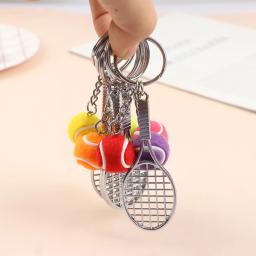 Raquete de tênis Keychain, mini chaveiro, esportes chaveiro, carro bonito pingente, 6 cores - Image 1