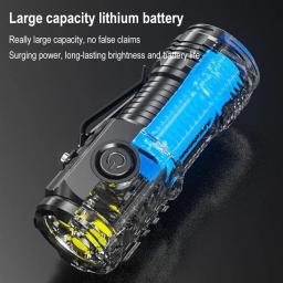 Mini lanterna LED portátil ao ar livre, altos lúmens, iluminação recarregável de três olhos, lanterna de longo alcance - Image 5