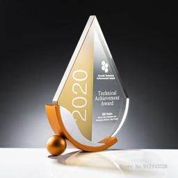 Personalizado Concorrência Gotas De Água Amor Voluntário Prêmios Troféu De Cristal Empresa Excelente Empregado Home Decor Medalha De Honra 1PC - Image 4