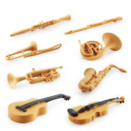 Miniatura MIN Conjunto de Instrumentos Musicais, Modelo, Incluindo Violino, Trombeta, Sax, Guitarra, Clarinete, Trompa, Trombone, Figuras, Simulação, 8Pcs - Image 2