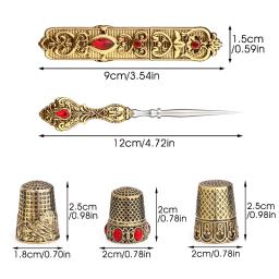D & D-Estilo Europeu Costura Metal Needle Case e Costura Toldo, dedal e Costura Estripador para Bordados e Artesanato, Ferramentas de Arte - Image 2