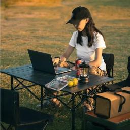 Mesa de acampamento de piquenique portátil, mesa dobrável ao ar livre, leve com bolsa de transporte fácil para viagens autónomas, mesa comprida de rolo de ovo - Image 2