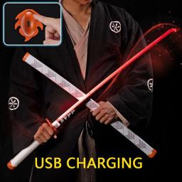 Demônio Slayer Cosplay Samurai Espadas com Suporte e Cinto, Katana, Anime japonês, LED Light Up, Tanjiro, Nichirin, 41" - Image 1