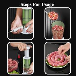 Salsicha Stuffer com 4 tamanhos diferentes, recheio tubos, seringa de enchimento rápido, pequenas ferramentas salsicha - Image 4