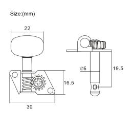2r2l niquelado ukulele guitarra afinação pegs tuners cabeça da máquina botão preto - Image 5