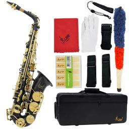 Saxofone Alto com Case, Eb, E Flat, Latão, Lacado, Dourado, Sax Preto, Luvas, Pano de Limpeza, Sopros, Acessórios para Instrumentos Musicais - Image 1