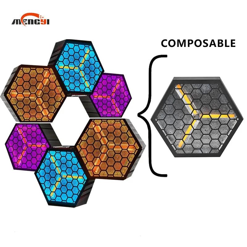 Luzes retrô hexagonais de led podem ser emendadas, efeitos de luz de matriz, luzes de fundo, luzes de palco, bar, luzes de corrida, luzes estroboscópicas - Image 1