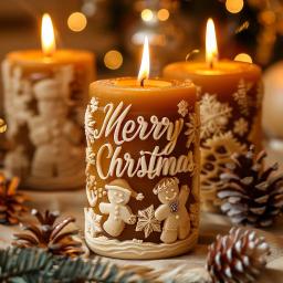 Silicone resina epóxi Natal vela molde, alívio de veados, cilíndrico gesso, Desktop ornamentos, DIY decoração - Image 1