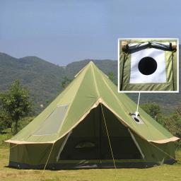 6-10people glamping luxo mongólia yurt família 4 metros caminhadas antistorm acampamento ao ar livre castelo tenda prata revestido função uv - Image 2
