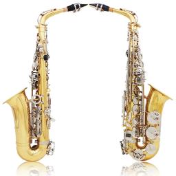Saxofone Alto SLADE-Eb com estojo de couro, eletroforético ouro, E Flat Sax, instrumento de sopro Musical, palhetas peças, alta qualidade - Image 2