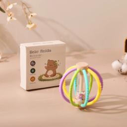 Silicone arco-íris ampulheta música chocalho, Montessori bebê chuva vara, brinquedo educativo, áudio sensorial educação, Kid presente - Image 1