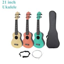 Ukulele soprano com kit de gig bag e cordas, guitarra havaiana, instrumentos musicais para iniciantes, 15 trais, 21 in - Image 1