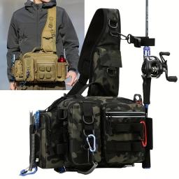 Mochila De Pesca De Nylon Multifuncional, Saco De Peito, Vários Compartimentos, Engrenagem Tática, Caminhadas, Camping, Pacote De Armazenamento Ao Ar Livre - Image 1