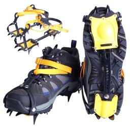 Grampos de aço inoxidável empacotadas 10 dentes Kits de escalada de gelo ajustável com bolsa de transporte, caminhadas, pesca, jogging, 1 par - Image 1