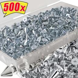 500-10 pçs rebites de cone redondo picos de metal parafuso studs diy artesanato de couro rebites de vestuário decoração roupas sapatos acessórios - Image 1