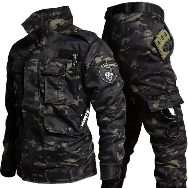 Conjunto de Caça Masculino Camuflado Treinamento Ativo Multi-bolso