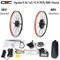 Kit mtb ebike 36v 48v 20-29 polegadas 700c kit de conversão de bicicleta elétrica 250-1500w motor de cubo de aro de liga de parede dupla - Image 1