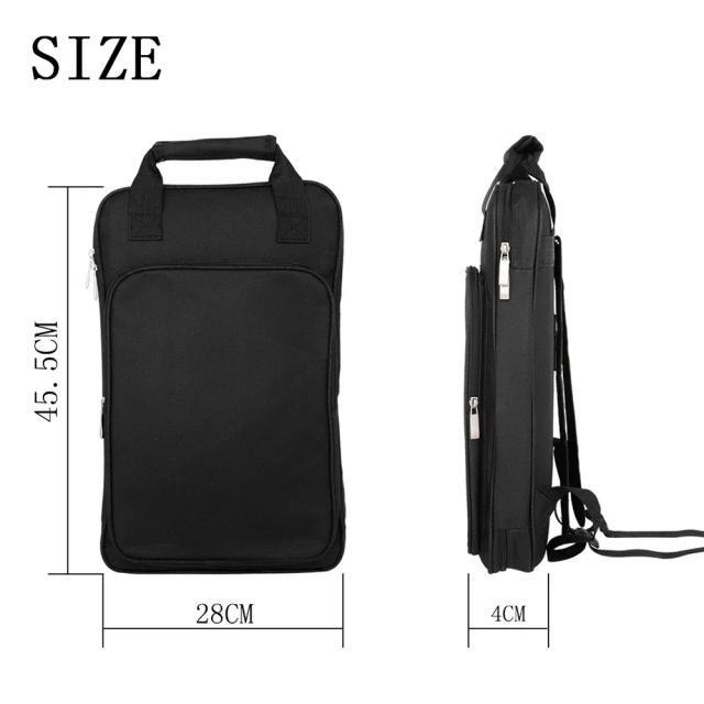 Mochila à Prova d'Água para Baquetas de Tambor com Alça e Acessórios em Pano Oxford