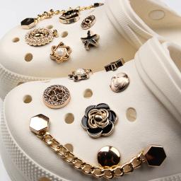 Applique Metal Toe Shoe Charms Set para Mulheres e Meninas, Acessórios de Sapato, Sheen Flowers, Sandália Ornamentos, 13Pcs - Image 2