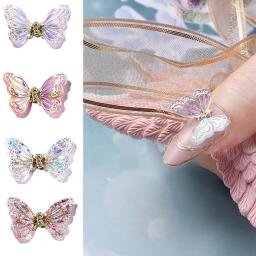 5pcs Da Arte Do Prego 2022 Novo 3d Borboletas Tendência Partes Kawaii Decoração Lantejoulas Rhinestone Glitter Encantos Pixie Japonês ネイルデコレーション - Image 1