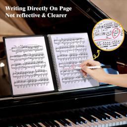 Pasta de partitura musical para carta tamanho A4, 60 páginas capacidade, suporte gravável e destacável, partituras musicais, branco - Image 5