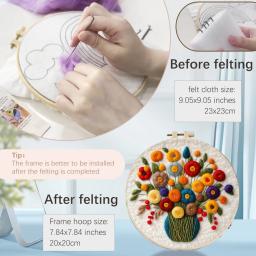 Lã Feltro Kit com Moldura Feltragem Agulhas e Flor, DIY Bordados, Engraçado Artesanato Pacote, Agulha Picture Kit - Image 3