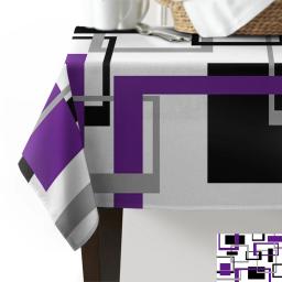 Toalha de mesa quadrada geométrica abstrata, preto e roxo, impermeável, arte moderna, decoração do partido, retângulo toalha de mesa, mesa de cozinha - Image 3