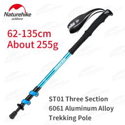 Naturehike-Ultraleve Trekking Pole para Crianças e Adultos, Liga de Alumínio, 3 Seção Walking Stick, Quick Lock, Camping, Caminhadas, 195g - Image 1