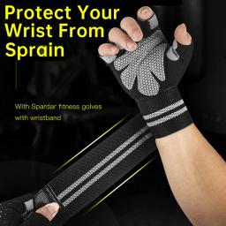 Luvas de treino sem dedos para homens e mulheres, Luvas de levantamento de peso com pulso, Suporte para treinamento de ginástica - Image 2
