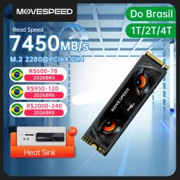 Movespeed 7450 mb/s ssd nvme m.2 2280 4tb 2tb 1tb disco rígido de estado sólido interno m2 pcie 4.0x4 2280 ssd unidade para ps5 computador portátil - Image 1