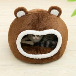 Engraçado macio longo pelúcia gato cama, Quente Pet House, Kitten Lounger Almofada, Small Dogs Tent Cave, Camas aconchegantes, Mat Suprimentos - Image 3