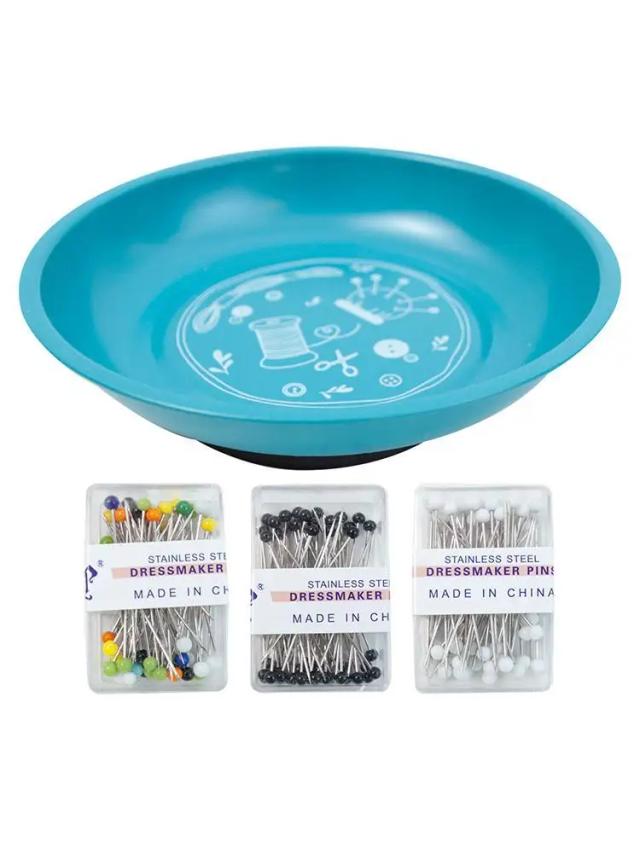 Organizador Magnético Redondo em Aço Inoxidável para Pinos e Almofadas de Costura - Acessórios Universais para Pequenos Itens