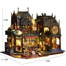 2014 novo diy grande casa de boneca caso de madeira móveis em miniatura casa de bonecas brinquedos para crianças presentes aniversário - Image 2