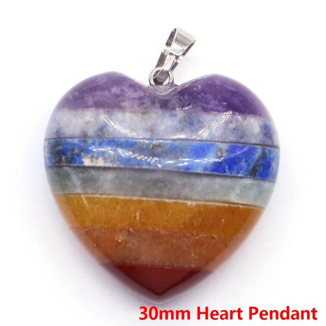 Pêndulo de Cristal Natural para Radiestesia com 7 Chakras e Pingente em Forma de Pirâmide, Colar de Reiki e Coração do Anjo como Presente Ideal