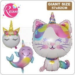 Balão inflável, unicórnio, gato, baleia, cílios, balão, decoração de festa de feliz aniversário, brinquedo do chuveiro do bebê - Image 1
