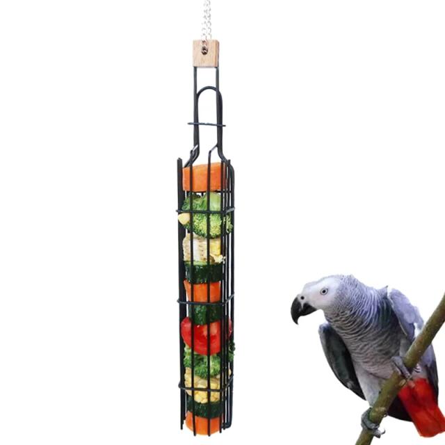 Organizador de Frutas em Metal para Aves: Alimentador Prático para Papagaios e Periquitos em Gaiolas